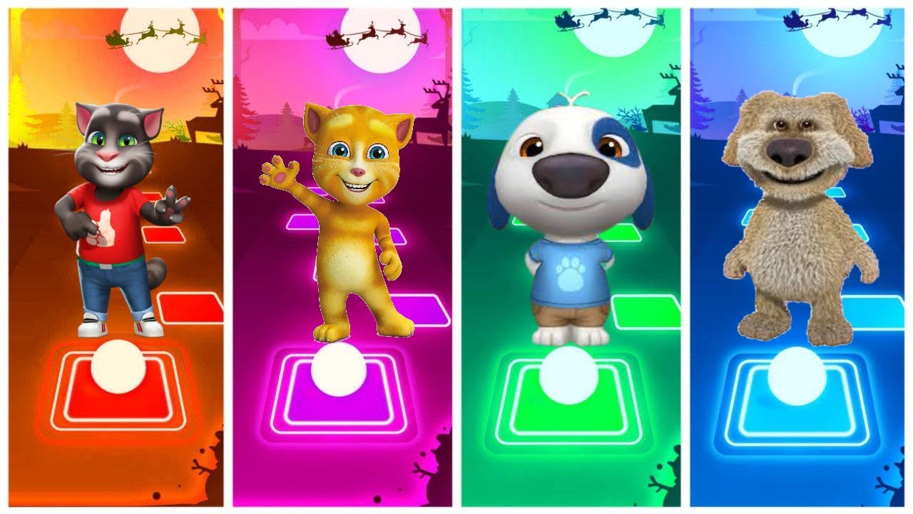 Talking Tom Friends  Tiles Hop Edm Music Rush Gameplay | Tom vs Angela vs Ben vs Hank Crash Race!