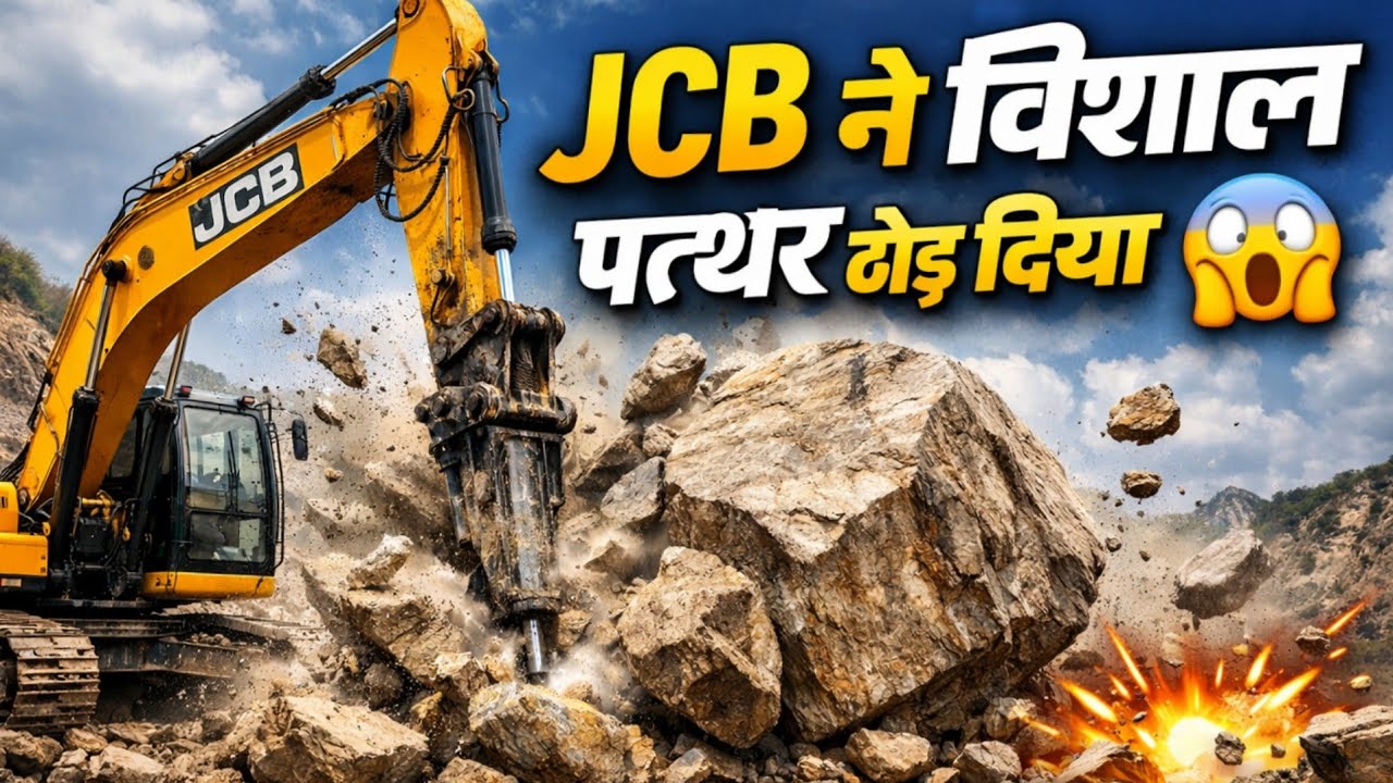 JCB ने विशाल पत्थर तोड़ दिया 😱 | Powerful JCB Work 