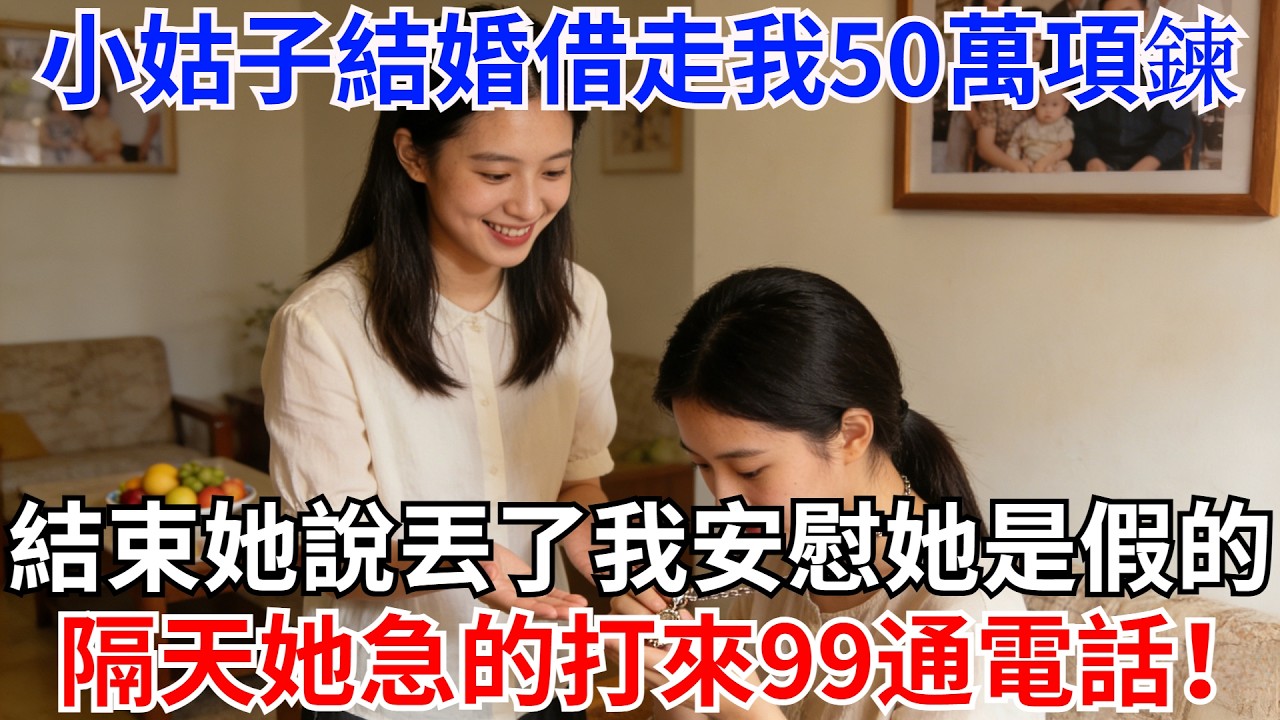 小姑子結婚借走我50萬項鍊，結束她説丟了，我安慰她是假的，隔天她急的打來99通電話！#故事#情感#婆媳
