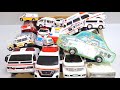 Emergency vehicle ambulance miniature cars 🚑 Collect lots in a box and check how they drive uphill!