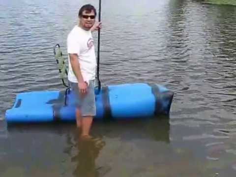 my homemade kayak out of plastic barrels (fail) - YouTube