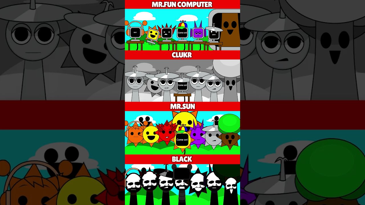 Incredibox Sprunki Mr Fun Computer VS Clurk Sun Black MIX VERSION 