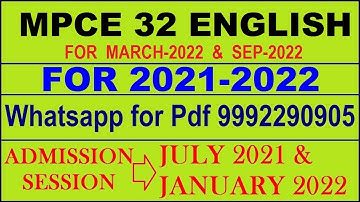 MPCE 32 Solved Assignment 2021-22 in ENGLISH,  Whatsapp For Full Pdf  9992290905.
