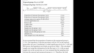 Sample size calculation for cohort study || comparison  between exposed and unexposed group