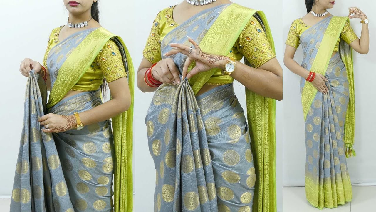 Wedding special banarasi silk saree draping tutorial step by step for  beginners