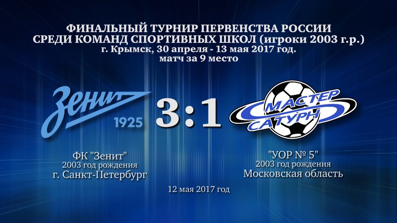 мастер сатурн фк Голы матча команды 2003 г.р. 12 мая 2017 год.