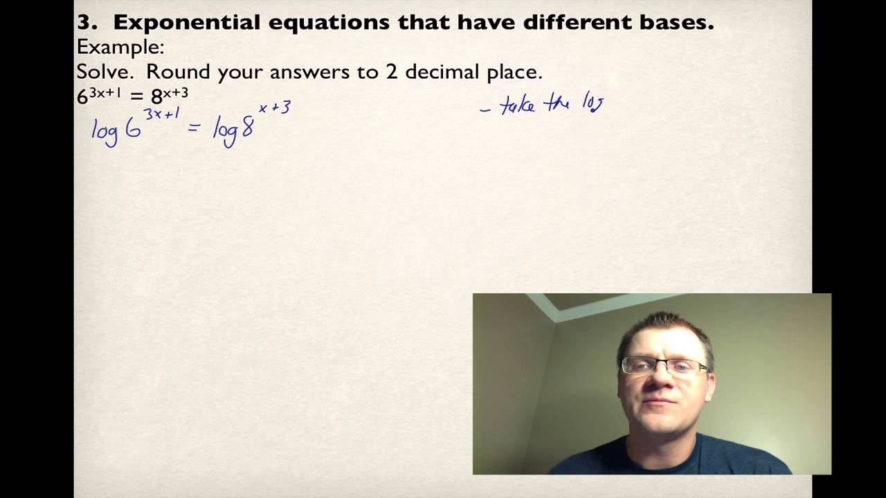 8.4 Exponential and Logarithmic Equations - YouTube