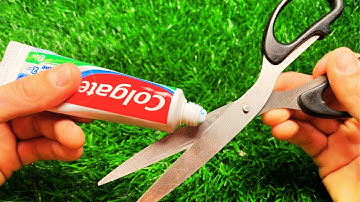 Sharpened blunt scissors with toothpaste😱Shocked by the result