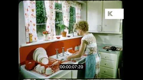 1950s Housewife Washing Dishes, UK