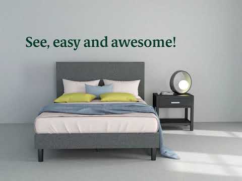 Zinus | Omkaram Navy Button Detailed Platform Bed Frame Assembly Instructions