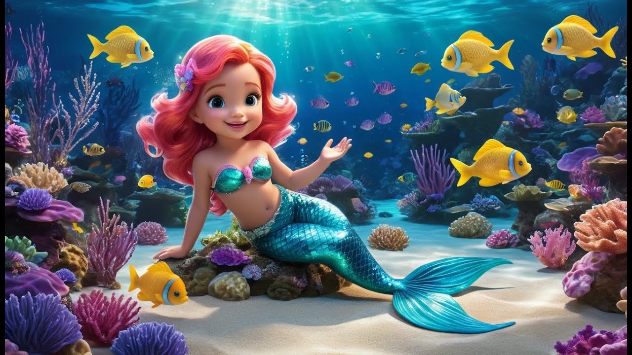 Baby Mermaid Sitting on a Rock | Sweet Mermaid Song for Kids | Ocean Adventure Rhyme