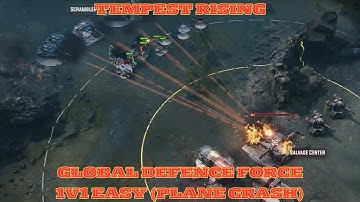 Tempest Rising Global Defence Force 1v1 Easy Skirmish (Plane Crash) RTS Gameplay PC