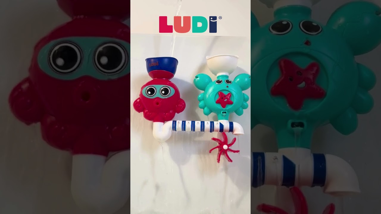 Ludi Circuit D’Eau à Construire – Jouet Bain Bébé 18 Mois+ – 14 Pièces Modulables Avec Moulin, Arroseur Et Ventouses – Éducatif Et Ludique