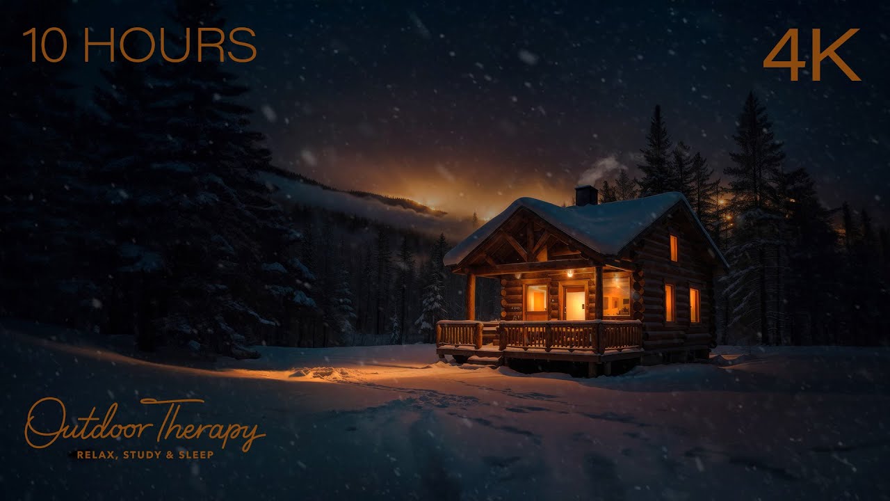 A Cozy CHRISTMAS CABIN Blizzard | Peaceful Howling Wind & Blowing Snow ...