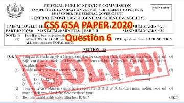CSS GSA PAPER 2020 Solved- General Science and Ability Paper 2020 solution