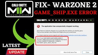 MW2 Warzone 2 Game Ship exe crashing error fix