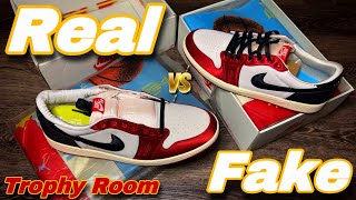 Real vs Fake Trophy Room Jordan 1 Low