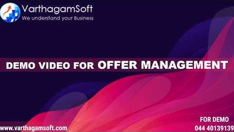 OFFER MANAGEMENT (Tamil) - Varthagamsoft