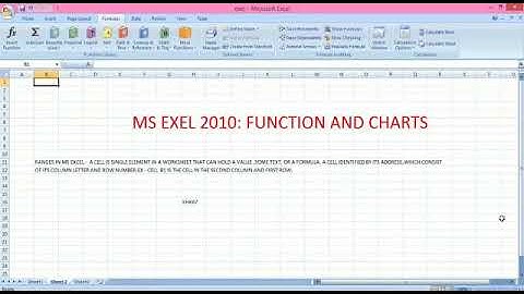 Class 8 Computer Ms EXCEL 2010: Function and Charts