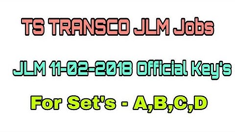 JLM Key Paper | JLM Key | TRANSCO JLM official Key | Junior Linemen key Paper | TRANSCO JLM key