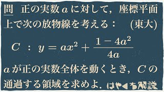 【東大2015】放物線y=ax²+{1-4a²}/4aの通過領域