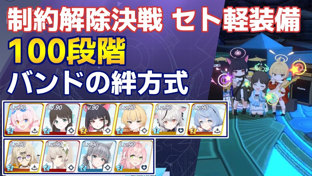 【ブルアカ】制約解除決戦 セト軽装備 100段階 バンドの絆方式