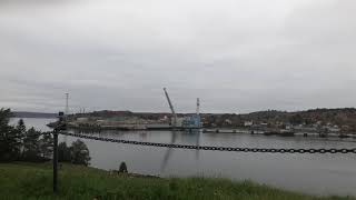 paper mill smoke stack demolition.