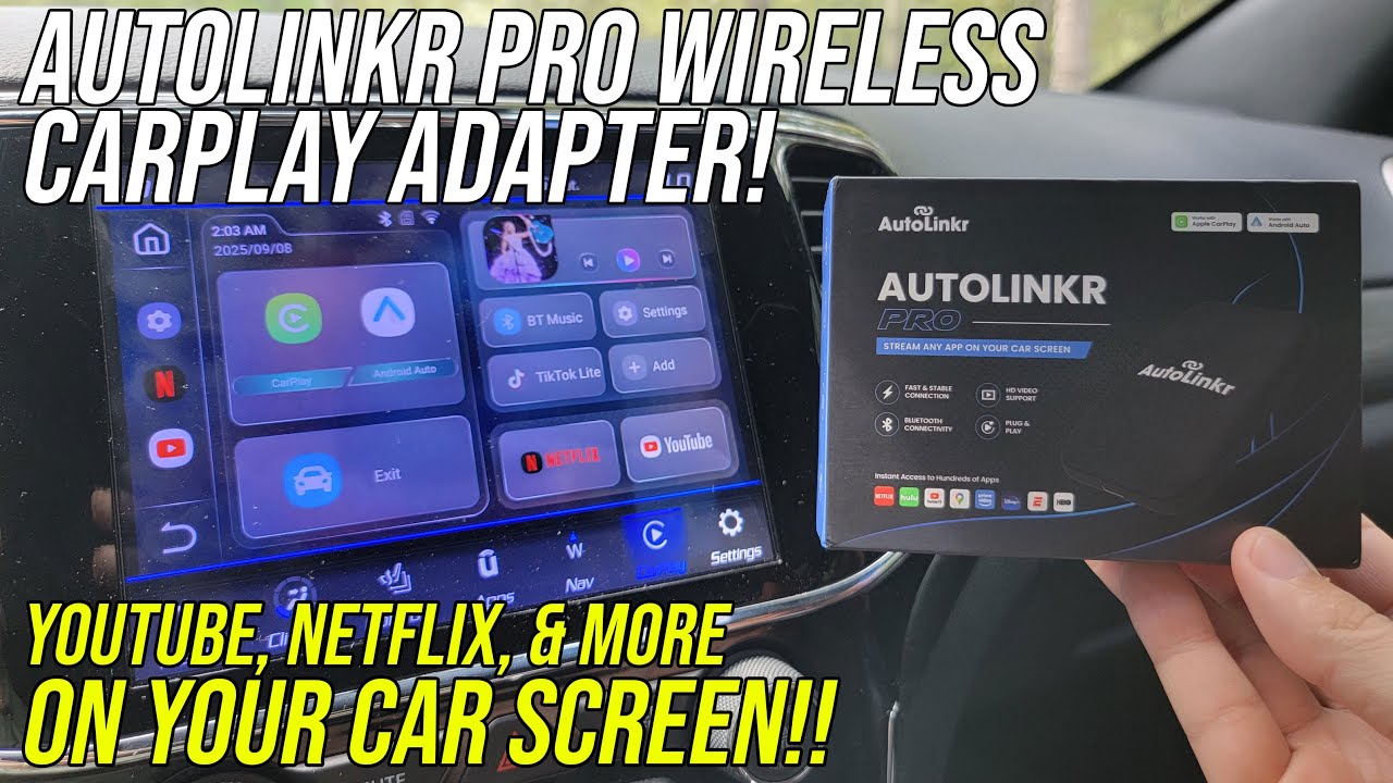 Testing the AUTOLINKR Pro Wireless Carplay Adapter - YouTube and Netflix on your Car Screen!