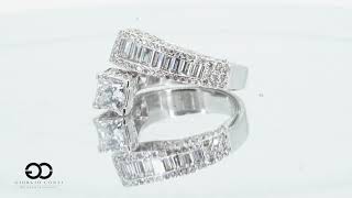 14KT White Gold 4.00CTW Princess Diamond Wrap Ring