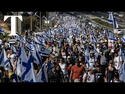 Thousands join families of Gaza hostages in march to Jerusalem