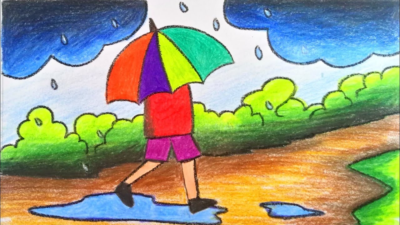 Rainy Season Drawing Ideas ~ Easy Rainy Season Drawing For Beginners ...