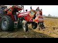 MF 385 Tractor Showing His Power With Heavy Load Of 30,000 Kg Sugarcane Trolley In Fields