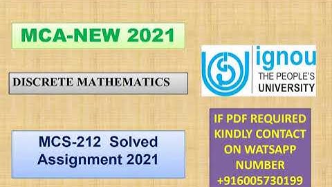 MCS-212 Solved Assignment || MCA New || IGNOU