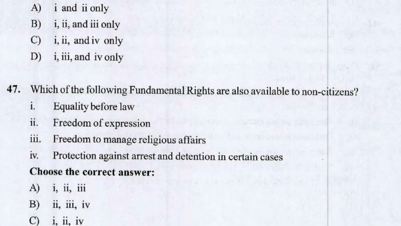 Q.44--47  JkPsC KaS Preliminary Examination 2024  Paper A General Studies I 