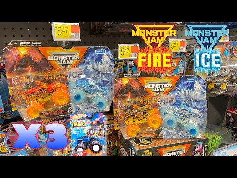 NEW Spin Master Monster Jam FIRE & ICE DOUBLES FOUND! 3 MORE Treasure Hunt Skylines & MORE!