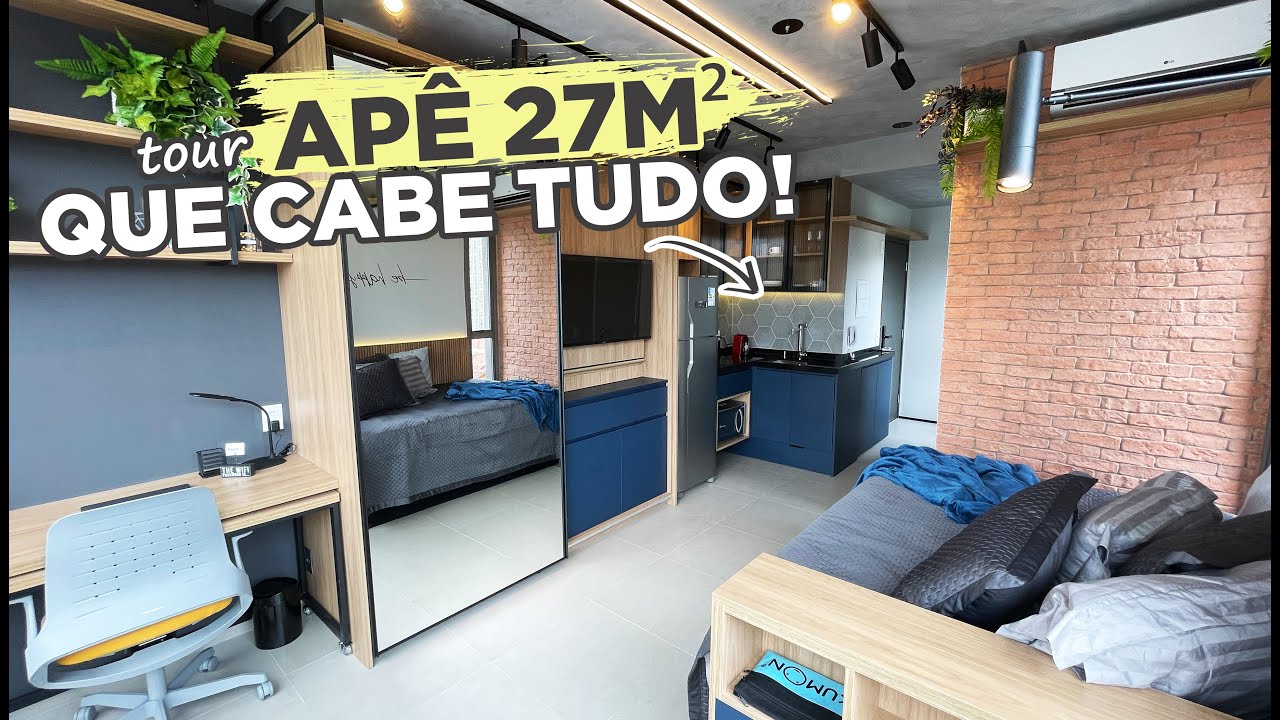 TOUR POR UM APÊ STUDIO DE 27m2 QUE COUBE TUDO feat. @StudioM2Arq | GABY ...
