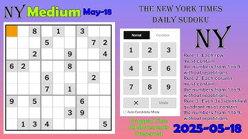 The New York Times Daily Sudoku 2025-05-18 Medium