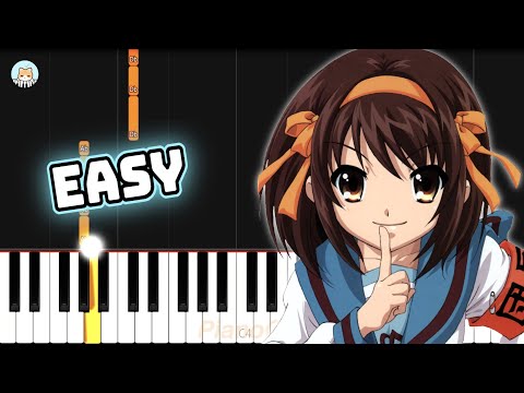 The Melancholy of Haruhi Suzumiya OP - "Bouken Desho Desho?" - EASY Piano Tutorial & Sheet Music