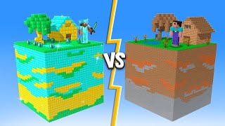 CUBÃO DE NOOB vs CUBÃO DE PRO NO MINECRAFT! BATALHA DE LUCKY BLOCK COM ARMADILHA 100% TROLL