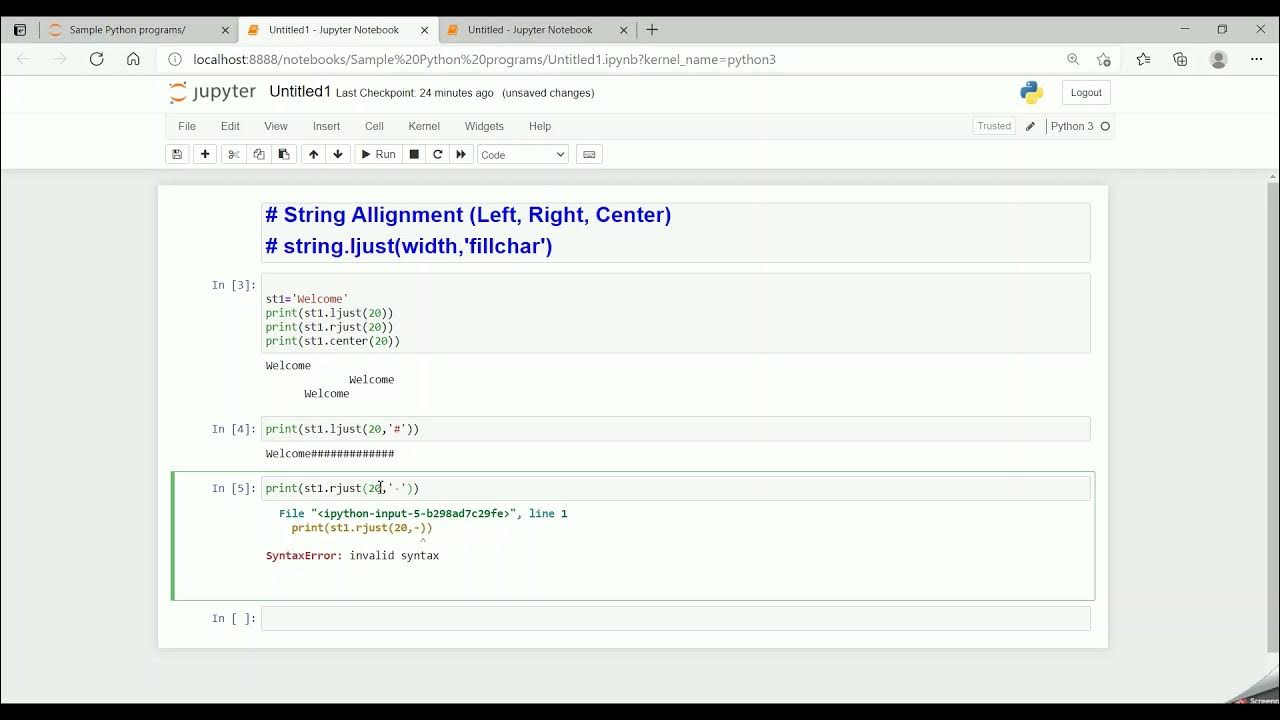 PP_7 : STRING ALIGNMENT FUNCTIONS IN PYTHON - YouTube