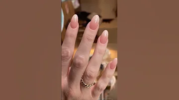 natural nail look with clear gel extensions! (Barely there nude nail look!)