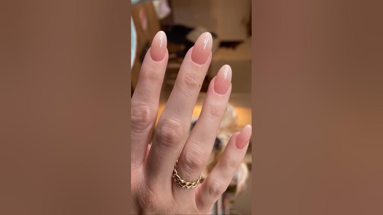 natural nail look with clear gel extensions! (Barely there nude nail look!)  