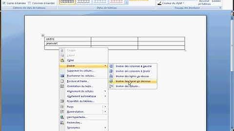 Insérer un tableau dans un document Word
