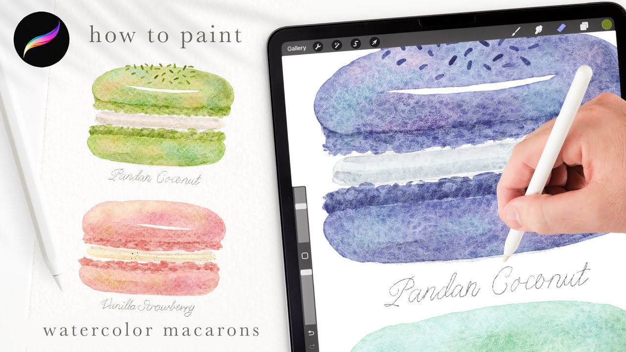How to paint cute watercolor macarons in Procreate // procreate tips and tricks for beginners