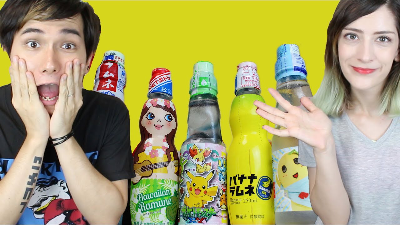 OMG JAPAN: Weird Ramune ☆ 色んなラムネを飲んでみた！ - Me and Duncan try Banana, Pokemon, Hawaiian, Funassyi & regular ramune. 
