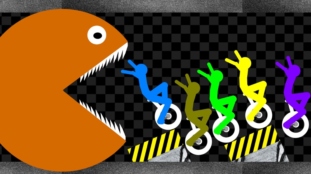 Escape From Orange Pacman - Survival Unicycle Race