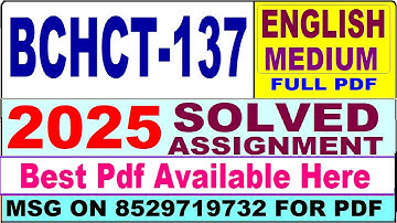 BCHCT 137 solved assignment 2025 || bchct 137 solved assignment 2025 in English || ignou bchct137
