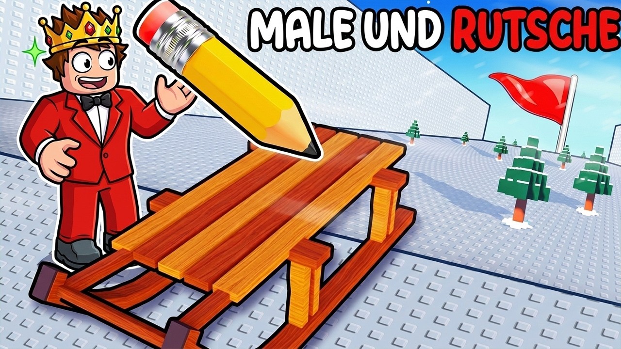 Zeichne einen Schlitten und rutsche in Roblox den Berg hinunter...