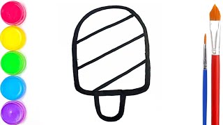 Cara Menggambar Dan Mewarnai Es Krim Sederhana Dengan Crayon Untuk Anak-Anak