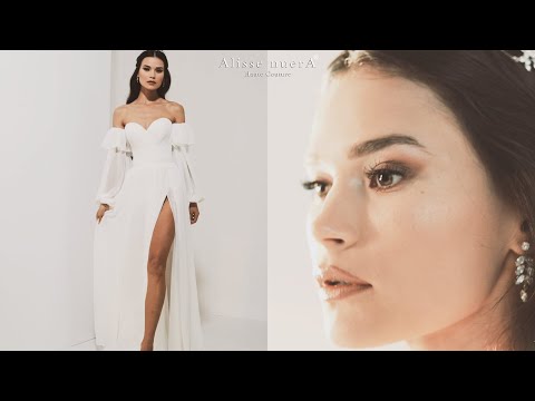 Modern ve Sade: Yırtmaçlı Gelinlik Modeli | Nikah Elbise Modelleri | Alisse nuerA